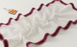 Ribete Decorativo de 38 mm, Color Granate, Mezcla de Nailon/Poliéster, Bordado con Patrón Geométrico, Resistente al Encogimiento, para Prendas y Manualidades - Product Image 4