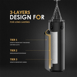 Saco de Boxeo Profesional de Alta Resistencia, Acolchado de Alta Densidad, Diseño Duradero para Boxeo, Kickboxing, Artes Marciales, MMA - Product Image 6