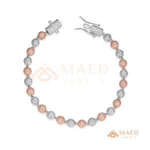 Rose Gold Moissanite Bead Link <b>Bracelet</b> Luxury Round <b>Ball</b> Chain <b>Bracelet</b> For Men Women Fashion Jewelry Gift - Product Image 6
