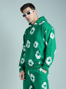 Conjunto de Sudadera con Capucha y Pantalones Holgados Casuales de Invierno Unisex, Chándal de Forro Polar con Estampado Floral Vintage - Product Image 3