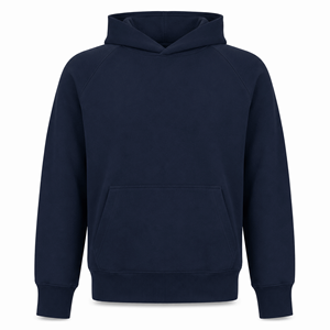 Sudadera con Capucha Premium Azul Marino, Cuello Redondo, Sin Cordones, Corte Regular, Unisex, Algodón y Felpa, Estilo Urbano, con Bolsillos, para Invierno - Product Image 1