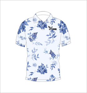 เสื้อโปโลชายสีน้ำเงินลายดอกไม้ พิมพ์ลายทั้งตัว แขนสั้น สไตล์ลำลอง สำหรับเล่นกอล์ฟ - Product Image 3