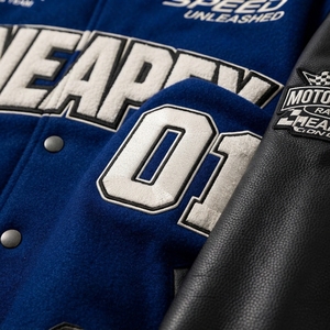 <b>Men's</b> Blue <b>Racing</b> <b>Jacket</b> Motorsport Letterman Bomber <b>Jacket</b> Embroidered Streetwear Wholesale Apparel - Product Image 4