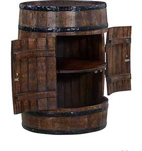Armoire à vin commerciale en chêne massif brun, de forme tonneau, avec portes à panneaux plats, pour la maison, le bureau, le salon, l'entrepôt - Product Image 2