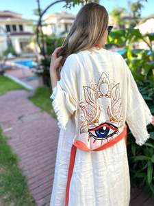 Albornoz de algodón de secado rápido con estampado de ojos malvados, diseño único, buena calidad, buen precio, para playa, sauna, hogar, para mujer y hombre - Product Image 4