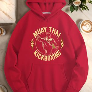 Sudadera con Capucha Vintage de Muay Thai y Kickboxing, Estampado por Transferencia Térmica, Informal para Mujer, Tejida, 100% Poliéster, para Otoño - Product Image 5