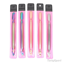 Prix d'usine professionnel, outil de manucure et pédicure réutilisable, double tête, acier inoxydable, pousse-cuticules en métal, coffret personnalisé