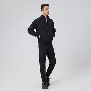 Men <b>Black</b> Windproof Tracksuit Set Zip Up Jacket and <b>Pants</b> Set Lightweight Sportswear for Running Training Tracksuit - Product Image 2