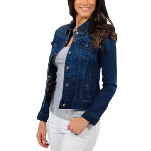 Veste en jean longue de haute qualité pour femmes OEM avec logo personnalisé tissé prix abordable du fournisseur bangladais - Product Image 3