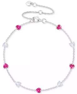Lab Created <b>Ruby</b> (5-1/2 ct. t.w.) & White Sapphire (5-1/2 ct. t.w.) Heart <b>Necklace</b>, Bracelet & Earrings in Sterling Silver | Mac - Product Image 6