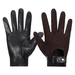 Leather Wrist <b>Gloves</b> With <b>Wool</b> Lining Breathable Winter Outdoor Casual Plain Style - Product Image 1