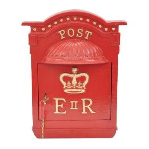 Buzón rústico ER II rojo para el hogar, precio al por mayor, buzón hecho a mano, buzón de pared decorativo, personalización OEM. - Product Image 2