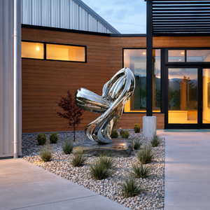 Escultura abstracta de acero inoxidable pulido a espejo para jardín exterior, decoración de arte metálico moderno para patio, villa u hotel. - Product Image 1