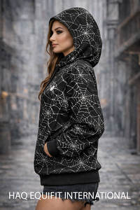 Sudaderas con Capucha Personalizadas al por Mayor para Mujer y Hombre, Sudadera con Capucha con Gráfico de Telaraña, Logotipo Personalizado, Ropa Urbana, Sudadera de Forro Polar de Poliéster - Product Image 6