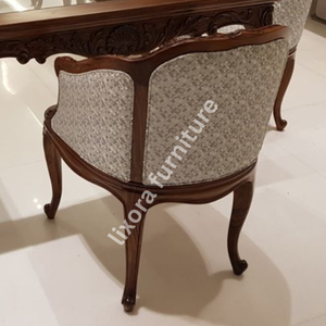 Juego de comedor de lujo de madera maciza artesanal para 8 personas con sillas ornamentadas talladas y acabado de madera maciza premium. - Product Image 2