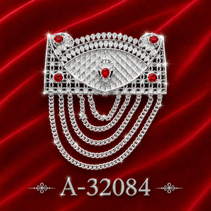 Broche géométrique en alliage plaqué rhodium avec pierres de cristal taillées en forme de cœur rouge pour accessoires de fête pour femmes A-32084 - Product Image 1