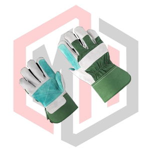 Quality Leather Rigger Reinforced Palm Gloves Green Fabric Anti-static Silicone-free Soft Flexible Breathable Comfortable - Product Image 4
