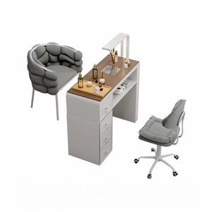 Table de manucure moderne en bois pour salon de beauté, poste de travail facile à nettoyer, écologique, mobilier commercial de beauté - Product Image 5