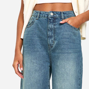 Jeans de mezclilla para mujer al por mayor, estilo clásico, 100% algodón, tela transpirable, precio económico, pantalones de mezclilla con cuatro bolsillos. - Product Image 6