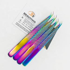 Pince à cils professionnelle Diamond Grip Angle de 45 degrés Pointe pointue de 6.5mm Acier inoxydable durable pour les extensions de cils - Product Image 3