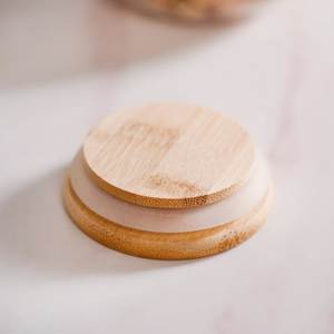 Organisateur de garde-manger en verre écologique au design bohème élégant avec couvercle en bois pour café, thé, sucre, épices, noix, graines, céréales - Product Image 4