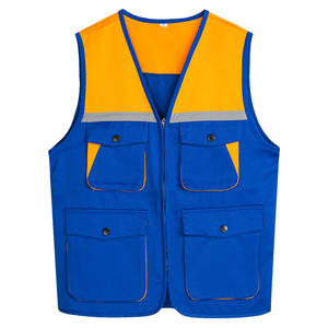 PLAYER'S POINT High Visibility Work <b>Vest</b> CE/EU Certified Waterproof Red Navy Reflective Stripes Zipper Closure Unisex Polyester - Product Image 3