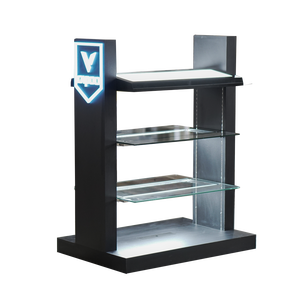 Exhibidor de Productos para Supermercado, Moderno, de Metal y Vidrio con Recubrimiento en Polvo, Fácil de Montar - Product Image 1