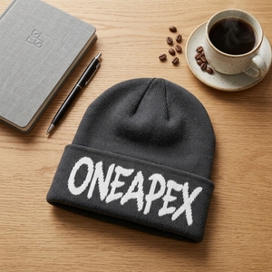 Custom Charcoal Knit Beanie Hat White Logo Ribbed <b>Winter</b> <b>Cap</b> Unisex Streetwear Fashion Headwear Wholesale Manufacturer - Product Image 4