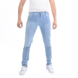 Jeans casuales para hombre, corte recto, lavado a la piedra, 100% algodón, transpirables, de secado rápido, cintura media, ligeros. - Product Image 3