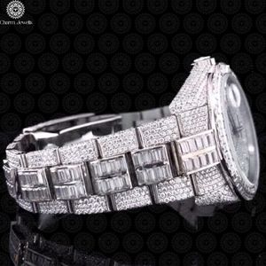 Montre de luxe Charm_Jewells pour homme, diamant, acier inoxydable, boîtier rond 40 mm, mouvement mécanique analogique, cadran en cristal saphir, style hip-hop - Product Image 2
