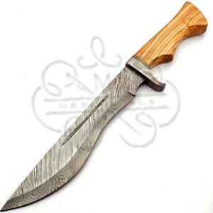 Cuchillo Bowie de Acero de Damasco Hecho a Mano, Hoja Afilada con Funda de Cuero, 256 Capas - Product Image 6