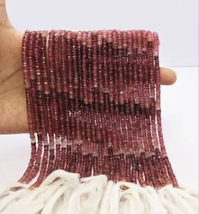 ลูกปัดทัวร์มาลีนสีชมพูทรงรอนเดลล์ขนาด 4 มม. ลูกปัดพลอยทัวร์มาลีนสีชมพูไล่เฉดสี 13 นิ้ว ลูกปัดทัวร์มาลีนทรงรอนเดลล์สีชมพูแบบแตงโม - Product Image 2