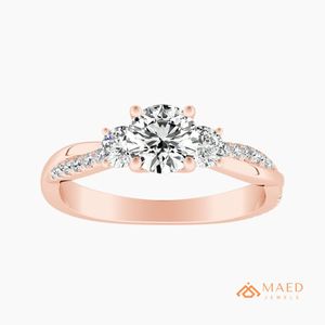 แหวนหมั้นเพชรโมอิสซาไนต์ทรงเรเดียนท์คัท ชุบทองคำขาว 14K ประดับเพชรสามเม็ด พร้อมแหวนแต่งงาน ของขวัญสำหรับเจ้าสาวในวันครบรอบ - Product Image 1