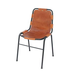 Silla de Salón Moderna de Cuero Industrial con Estructura Metálica, Respaldo Sólido, Mueble Duradero para el Hogar - Product Image 1