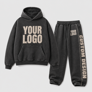 Ensemble de jogging pour homme, hiver, épais, à capuche, respirant, coupe ample à épaules tombantes, en coton French Terry, pour le sport, durable, nouveau - Product Image 1