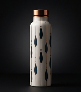 Bouteille d'eau en cuivre émaillée ayurvédique de qualité supérieure, motif goutte d'eau artistique, bouteille de sport métallique étanche, fabricant OEM - Product Image 2