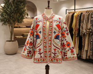 Hand Embroidered Suzani Jacket <b>Women</b> Floral Boho <b>Coat</b> Vintage Ethnic Designer Outerwear Winter Stand 100% Cotton Wholesale - Product Image 3