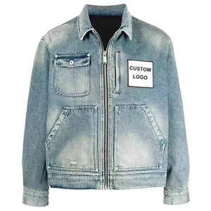 Chaqueta de Mezclilla Gruesa de Alta Calidad para Hombre, Talla Grande, con Cierre Frontal, 100% Algodón, Informal, con Múltiples Bolsillos - Product Image 1