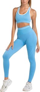 Leggings à taille haute avec poches pour femmes, ensemble de vêtements de sport avec soutien-gorge de sport réglable, pour la course à pied, l'entraînement et les activités sportives - Product Image 2