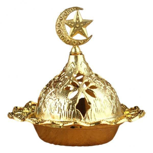 Brûle-encens en métal doré de luxe, forme lune et étoile, style arabe Bakhoor, pour la décoration du Ramadan et de l'Aïd, décoration vintage du Moyen-Orient - Product Image 1