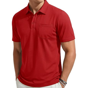 Polo de Manga Corta para Hombre con Bolsillo – Algodón Piqué, 3 Botones, Casual, Absorbe la Humedad, para Golf - Product Image 1