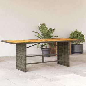 Mesa de Jardín de Madera de Acacia Sólida con Ratán PE Gris y Acero con Recubrimiento en Polvo, Duradera y Elegante - Product Image 1