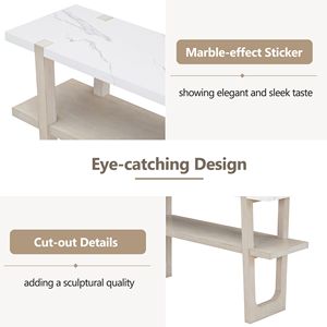 Elegant Retro <b>Console</b> <b>Table</b> with Versatile Storage Solutions <b>Marble</b> Effect <b>Top</b> for Entryway and Living Room - Product Image 6