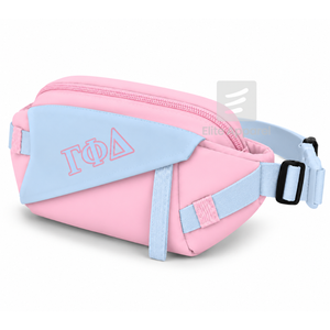 Riñonera Personalizada de la Hermandad Gamma Phi Delta con Logotipo Bordado en la Parte Delantera, Cierre de Cremallera Azul Cielo y Rosa, Uso Diario Informal para Mujer - Product Image 4