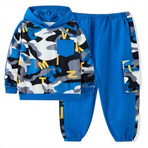 Ensemble survêtement enfant camouflage personnalisé en coton et polyester polaire, sweat-shirt à capuche et pantalon à taille élastique, idéal pour l'hiver, OEM - Product Image 2