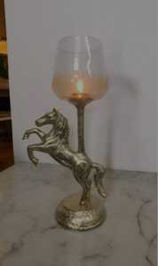 Decorative Sculpted Luxury Gold Horse Head <b>Glass</b> Candle Holder <b>Heat</b> <b>Resistance</b> Tabletop Display Wedding Occasion Decoration - Product Image 3