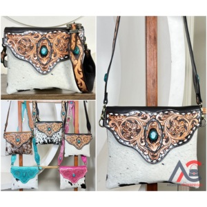 Nuevos Bolsos de Mano de Moda Occidental para Mujer, Bolsos Cruzados de Cuero Repujado a Mano de Alta Calidad, Diseño de Piel de Vaca, Bolsos Cruzados de Hombro para Mujer - Product Image 1