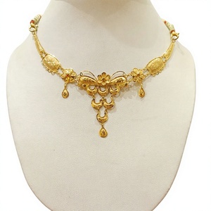 22K <b>Solid</b> <b>Gold</b> Vintage <b>Pendant</b> Necklace Women Handcrafted Floral Designer Jewelry Lightweight 4.235g Bridal Wedding Jewelry - Product Image 1