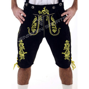 Pantalones cortos tradicionales bávaros de cuero de cabra, Lederhosen bordados a medida con tirantes para el Oktoberfest y eventos culturales - Product Image 2