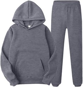 Ensemble de survêtement décontracté pour homme en molleton blanc uni avec sweat à capuche et pantalon de jogging respirant pour l'automne - Product Image 6